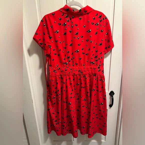 eShakti Red Midi Dress with Black Floral Pattern - Picture 14 of 14